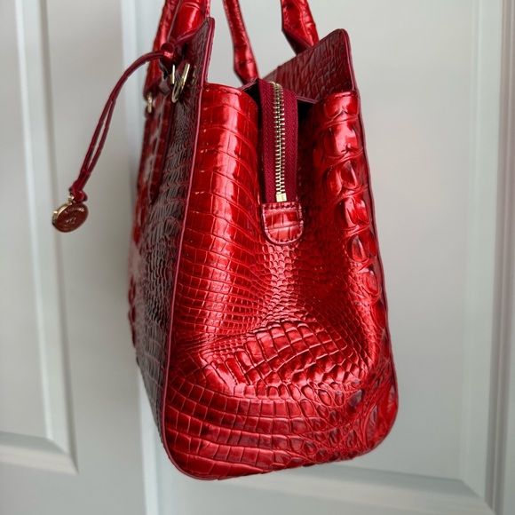 Brahmin Small Finley Satchel Embrace Red Ombre Melbourne Leather - Picture 4 of 8